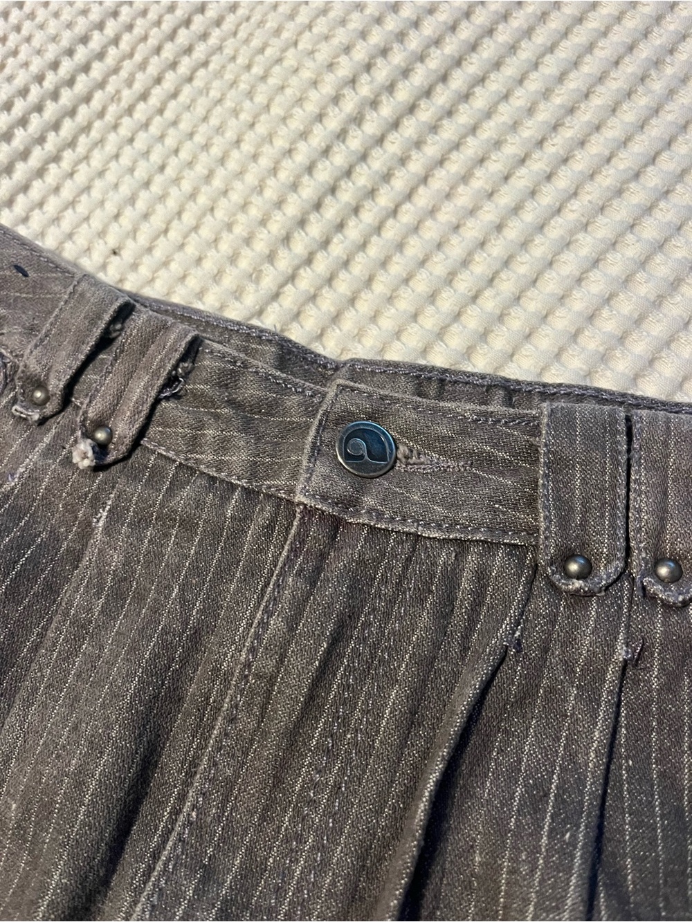 UNIONBAY Vintage Women's Pinstripe Straight-Leg Pants in Dark Gray - Picture 3 of 12